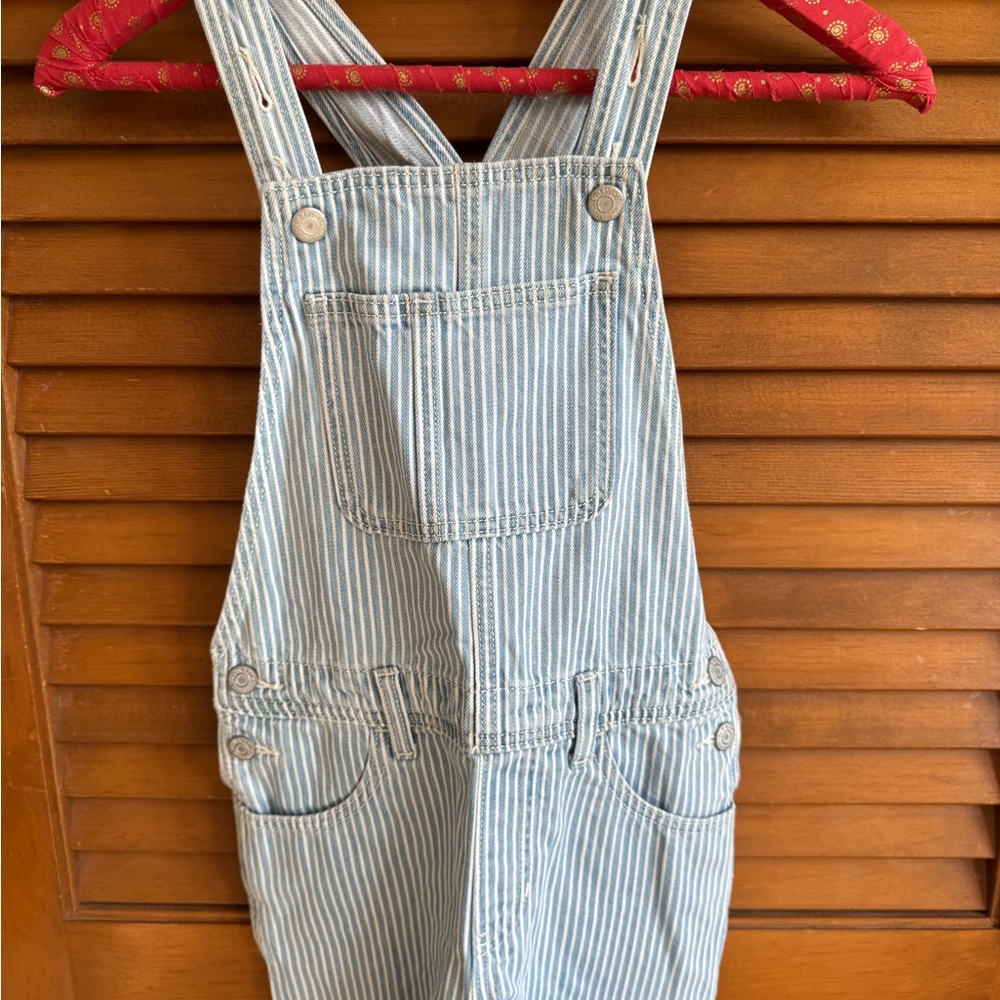 Old Navy Blue and White Striped Overalls (shorts)